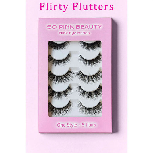 W2B so PINK BEAUTY Mink Eyelashes 5 Pairs Fan Eyelashes