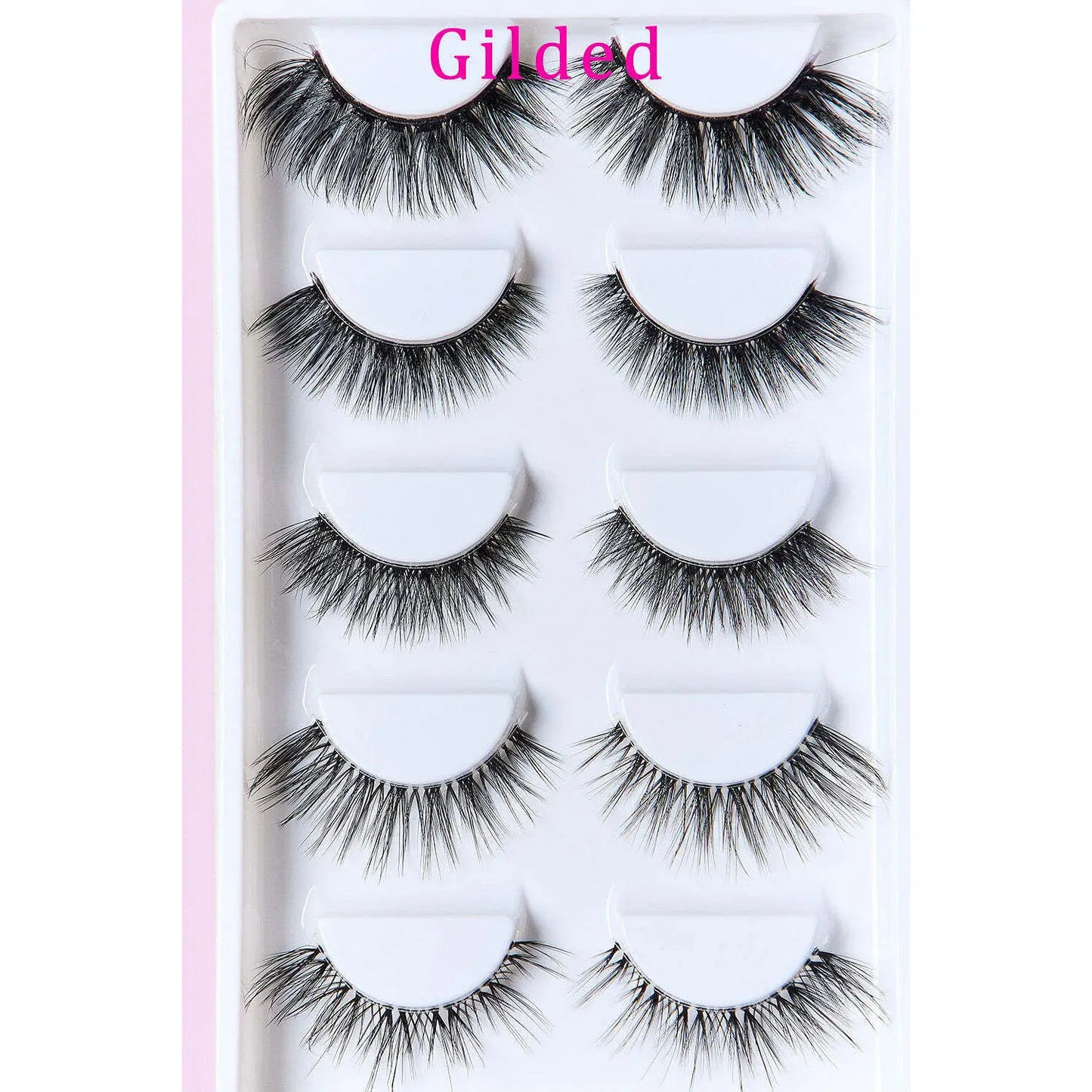 W2B so PINK BEAUTY Variety Pack of 5 Pairs Faux Mink Eyelashes False Eyelash Sets in Pink Color