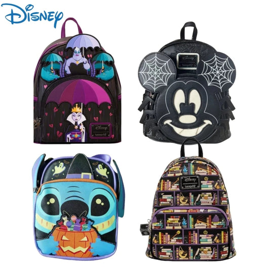 Disney Loungefly Stitch Mickey Mouse Sleeping Curse Pixar Up Double Strap Shoulder Bag Purse School Backpack Backpack kids Gifts