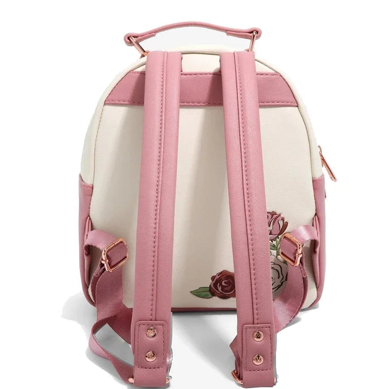 New Loungefly Disney Beauty and The Beast Belle Stained Glass Portrait Mini Backpack Wallet