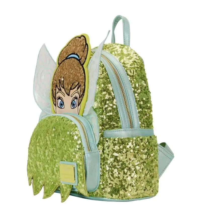 Hot Disney Loungefly Tinker Bell Sequined Ladies Mini Backpack Anime Peripheral Children'S Satchel Cute Princess Backpack Gift