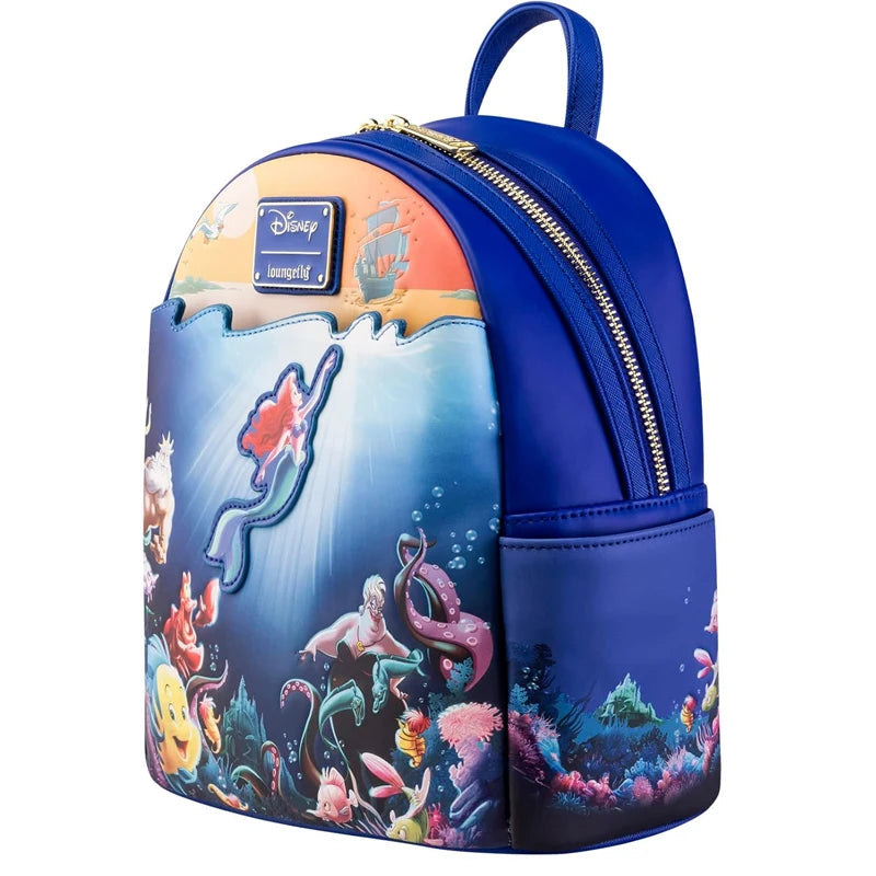 New Loungefly Disney Little Mermaid Snow Globe Sequin Mini Backpack
