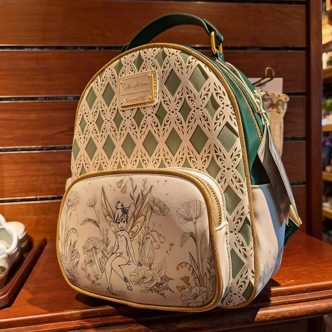 New Loungefly Disney Tinker Bell Fairy Princess Backpack Cartoon Print Trendy Fashion Women'S Holiday Gift