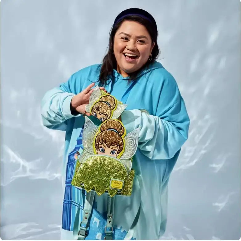 New Loungefly Disney Tinker Bell Fairy Princess Backpack Cartoon Print Trendy Fashion Women'S Holiday Gift