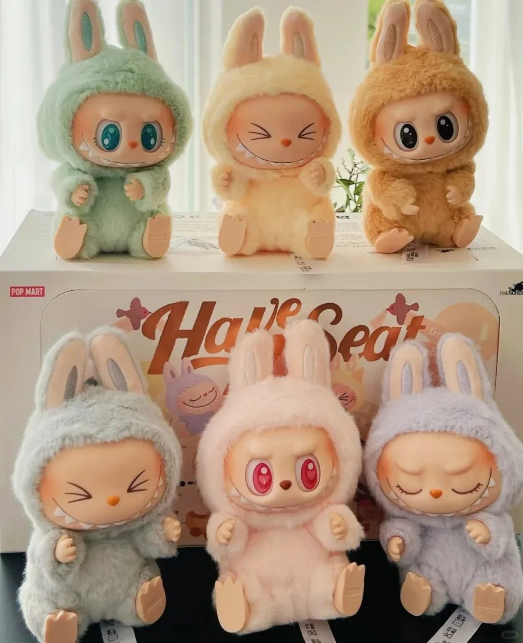 Original Popmart Labubu V1 V2 V3 The Monsters Macaron Have A Seat Big Into Energy Series Blind Box Vinyl Plush Doll Pendant