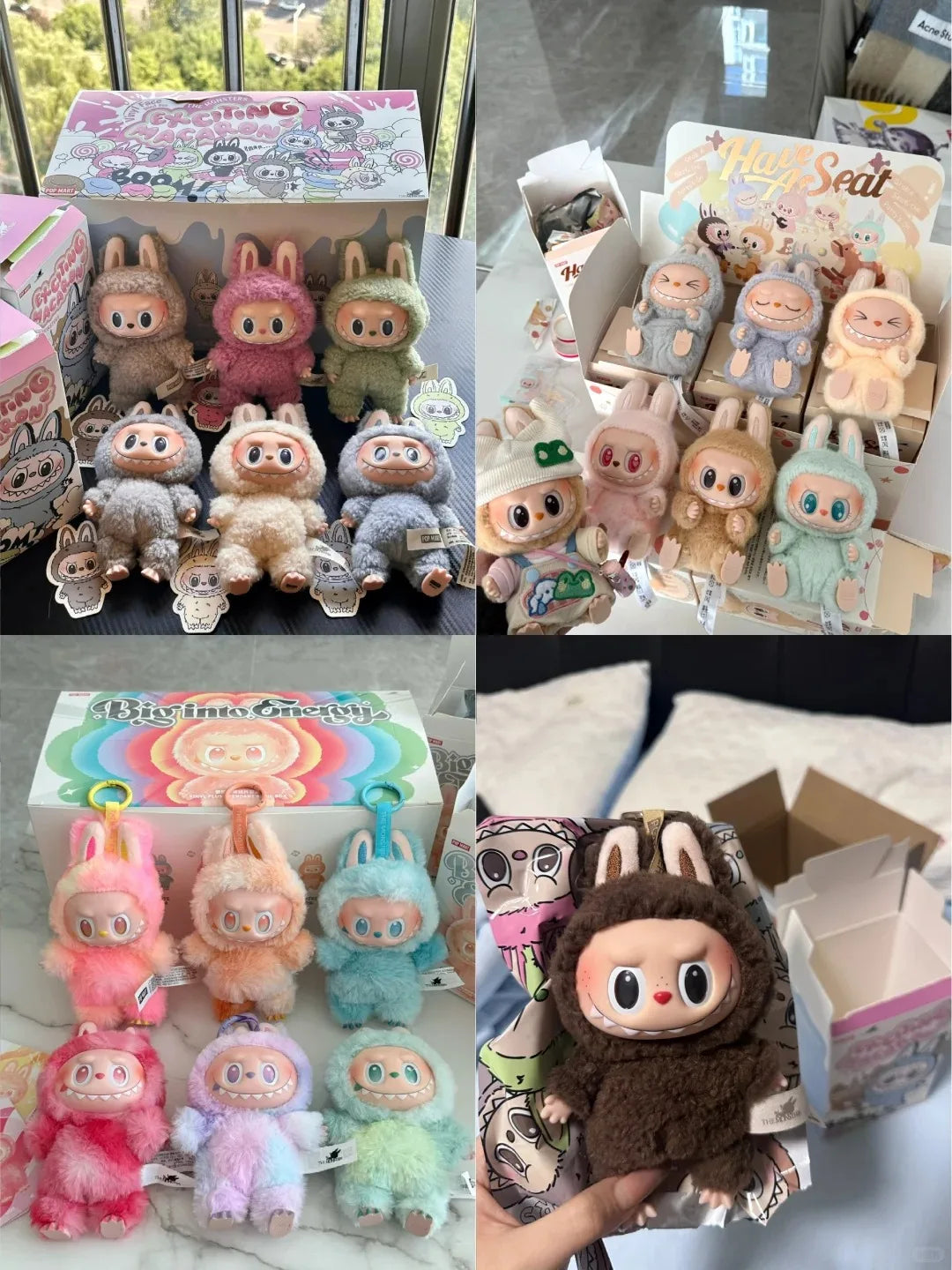 Original Popmart Labubu V1 V2 V3 The Monsters Macaron Have A Seat Big Into Energy Series Blind Box Vinyl Plush Doll Pendant