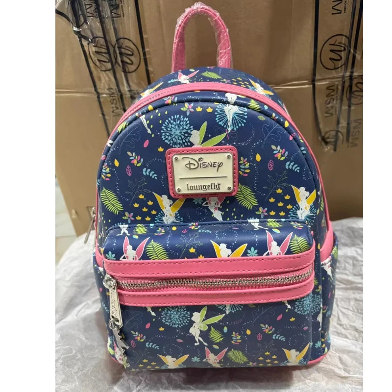 New Loungefly Disney Tinker Bell Fairy Princess Backpack Cartoon Print Trendy Fashion Women'S Holiday Gift