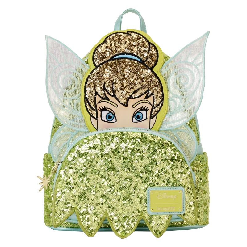 Hot Disney Loungefly Tinker Bell Sequined Ladies Mini Backpack Anime Peripheral Children'S Satchel Cute Princess Backpack Gift