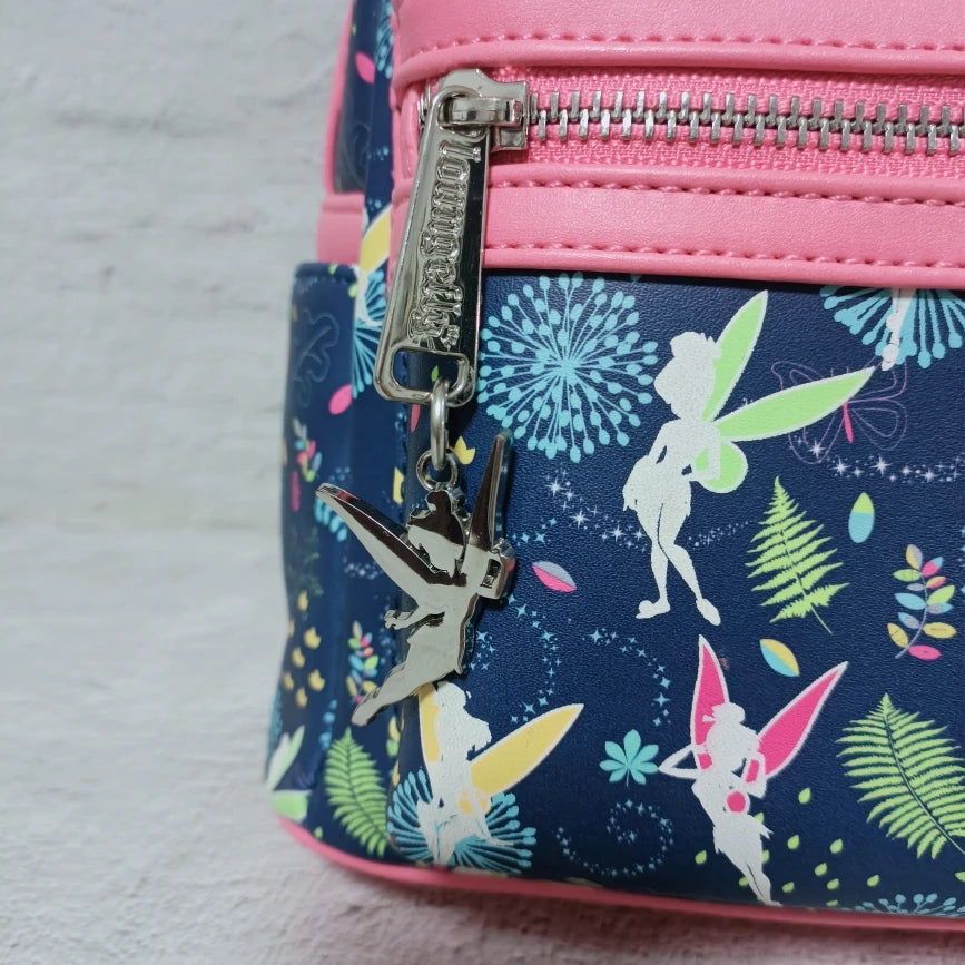 New Loungefly Disney Tinker Bell Fairy Princess Backpack Cartoon Print Trendy Fashion Women'S Holiday Gift