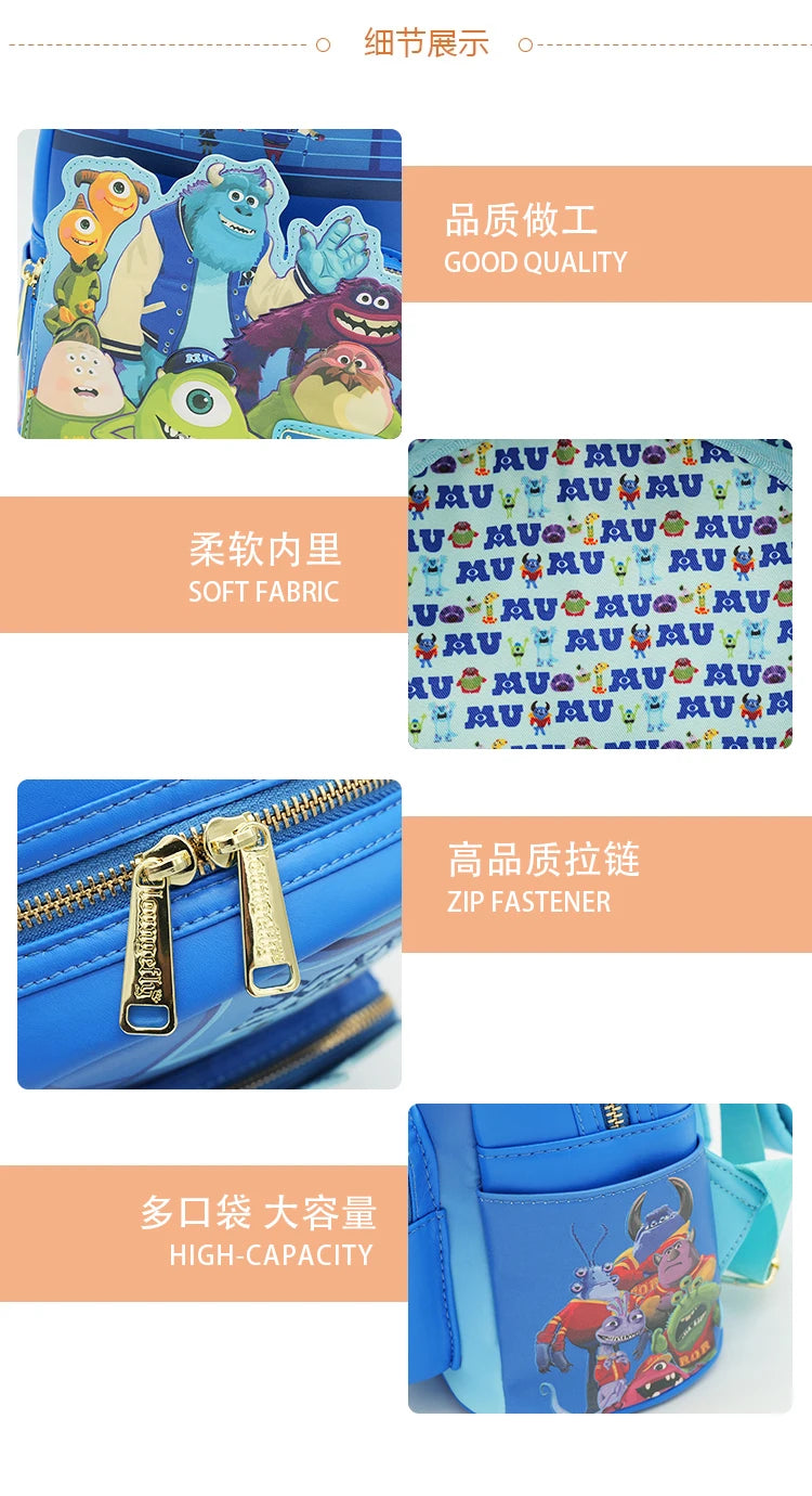 New Loungefly Monster Academy Jack Travel Backpack Cute Cartoon Character Women'S Bag Student And Children'S Gift