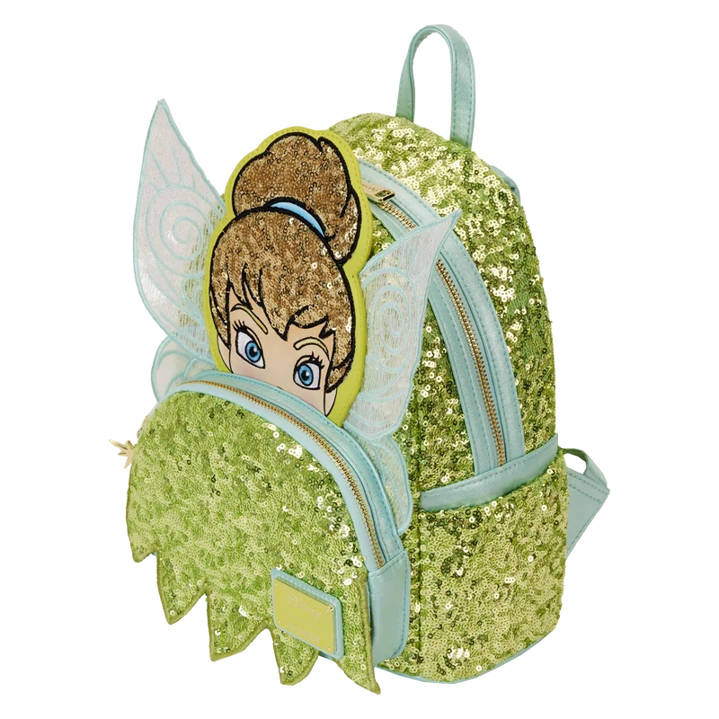 Hot Disney Loungefly Tinker Bell Sequined Ladies Mini Backpack Anime Peripheral Children'S Satchel Cute Princess Backpack Gift