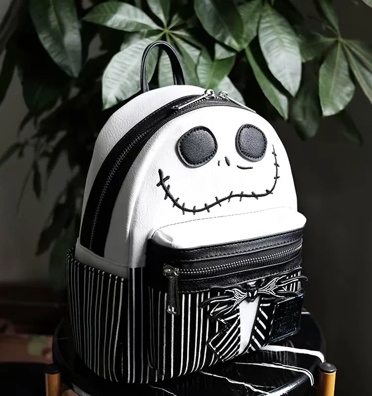 Loungefly Disney Series Jack And Sally Movie Pu Leather Backpack Mini Student Bag Practical Gift For Holidays And Birthdays