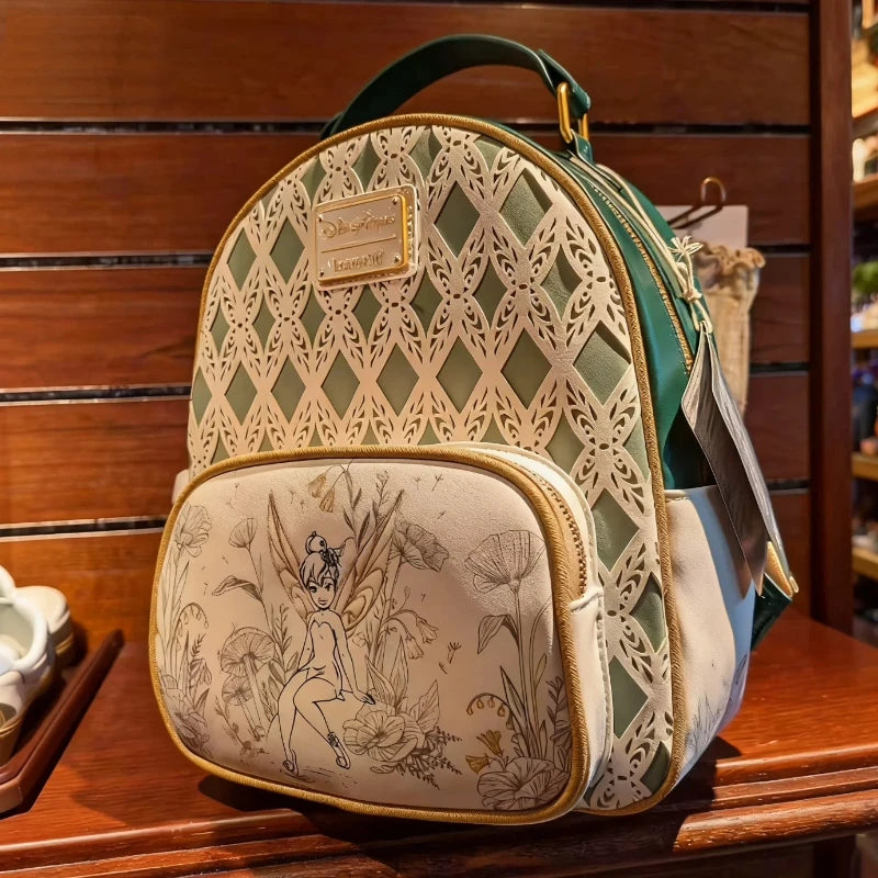 New Loungefly Disney Tinker Bell Fairy Princess Backpack Cartoon Print Trendy Fashion Women'S Holiday Gift