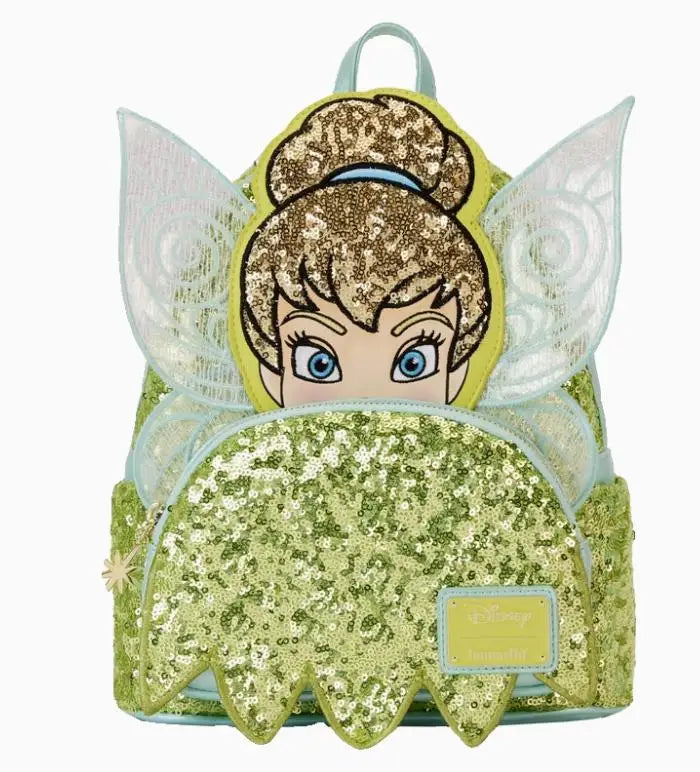 New Loungefly Disney Tinker Bell Fairy Princess Backpack Cartoon Print Trendy Fashion Women'S Holiday Gift