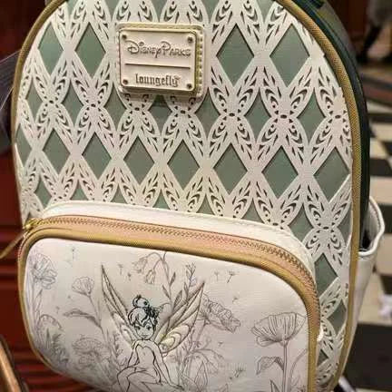 New Loungefly Disney Tinker Bell Fairy Princess Backpack Cartoon Print Trendy Fashion Women'S Holiday Gift