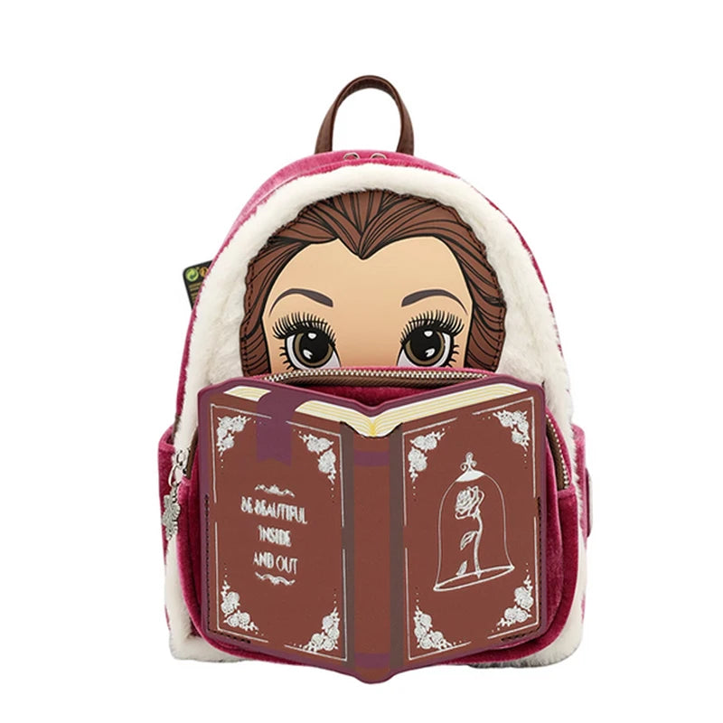 New Loungefly Disney Beauty and The Beast Belle Stained Glass Portrait Mini Backpack Wallet