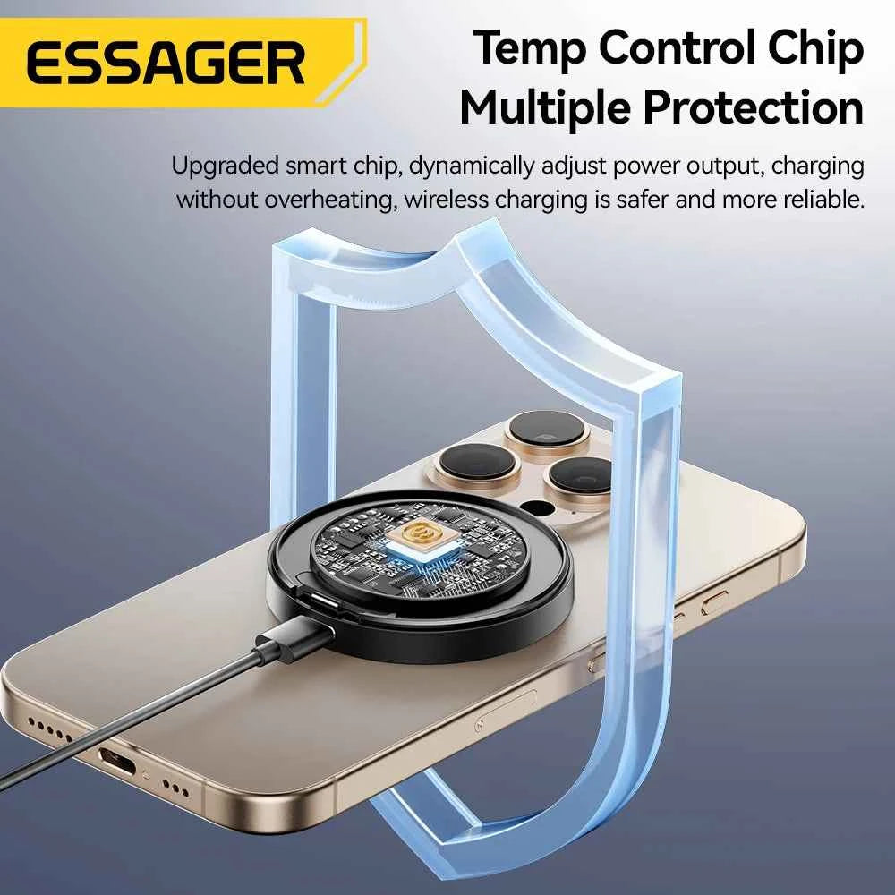 Essager Magnetic Wireless Charger With Holder 15W Fast Charging For iPhone16 15 14 13Pro Max Airpods Mini Wireless Phone Charger