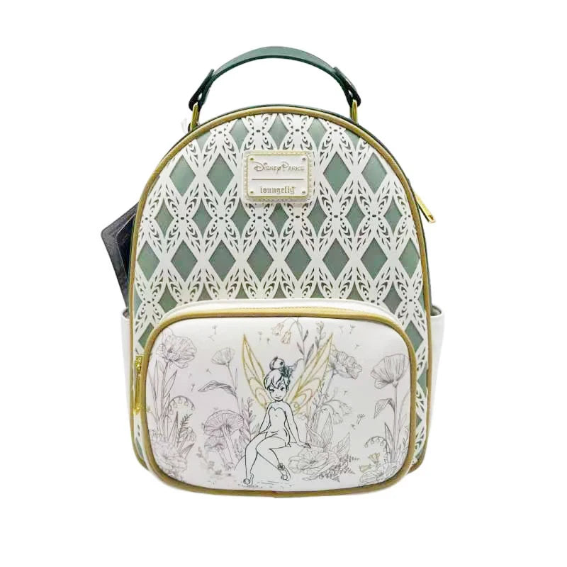 New Loungefly Disney Tinker Bell Fairy Princess Backpack Cartoon Print Trendy Fashion Women'S Holiday Gift