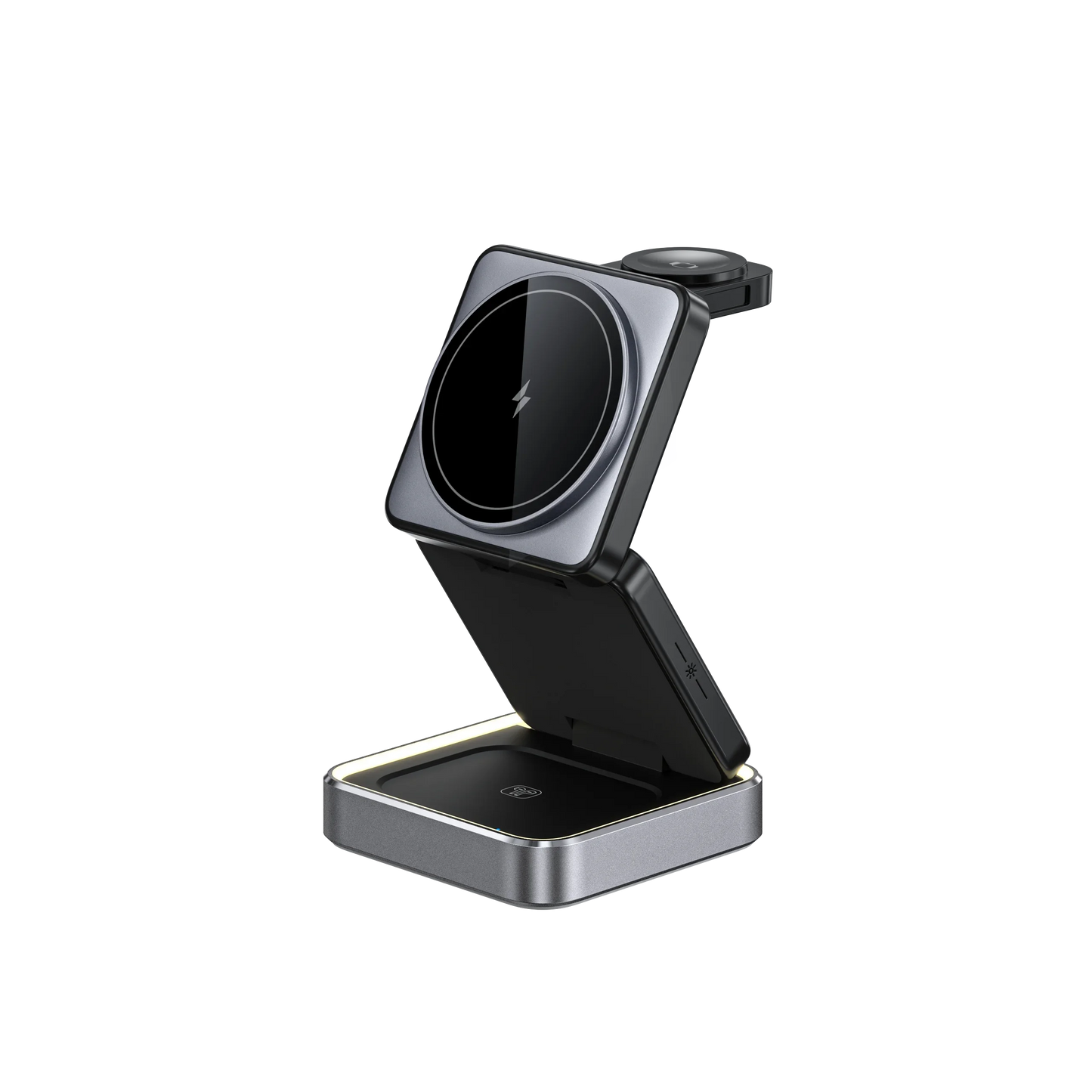 3 in 1 Wireless Magnetic Charger Metal Base with Foldable Design,with Ambient Light for Iphone,earphone,Watch 3 Devices Charger - Creak Parlor Shop