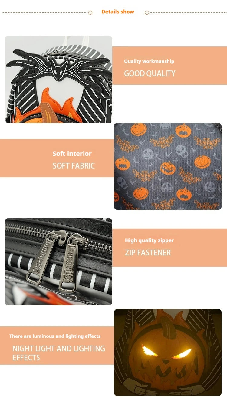 Loungefly Disney Series Jack And Sally Movie Pu Leather Backpack Mini Student Bag Practical Gift For Holidays And Birthdays