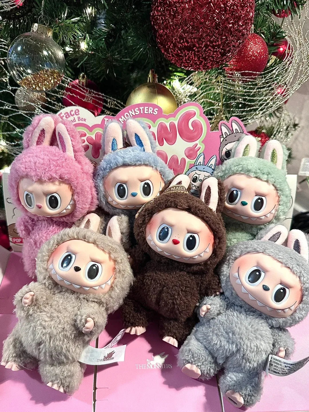 Original Popmart Labubu V1 V2 V3 The Monsters Macaron Have A Seat Big Into Energy Series Blind Box Vinyl Plush Doll Pendant