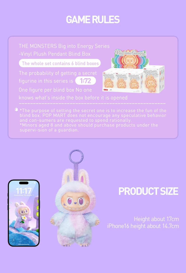 POP MART Labubu THE MONSTERS Big Into Energy Series Blind Box Vinyl Plush Doll Pendant Action Figure Collection Christmas Gift