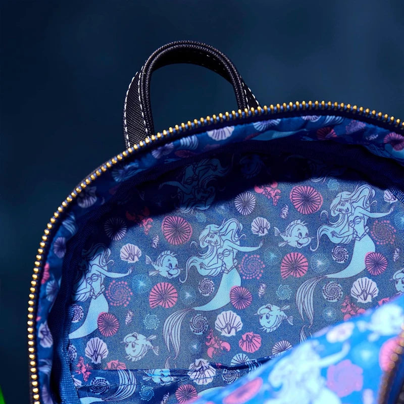 New Loungefly Disney Little Mermaid Snow Globe Sequin Mini Backpack
