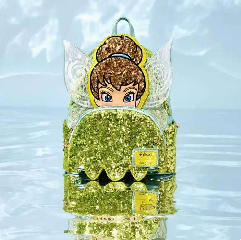 New Loungefly Disney Tinker Bell Fairy Princess Backpack Cartoon Print Trendy Fashion Women'S Holiday Gift