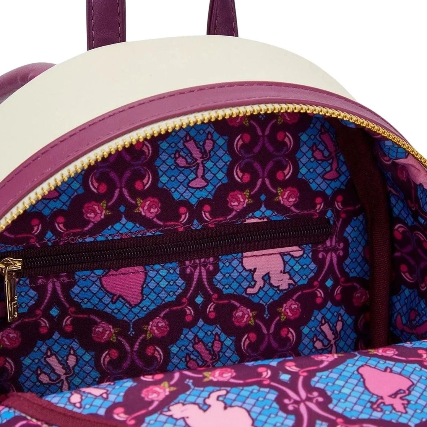 New Loungefly Disney Beauty and The Beast Belle Stained Glass Portrait Mini Backpack Wallet