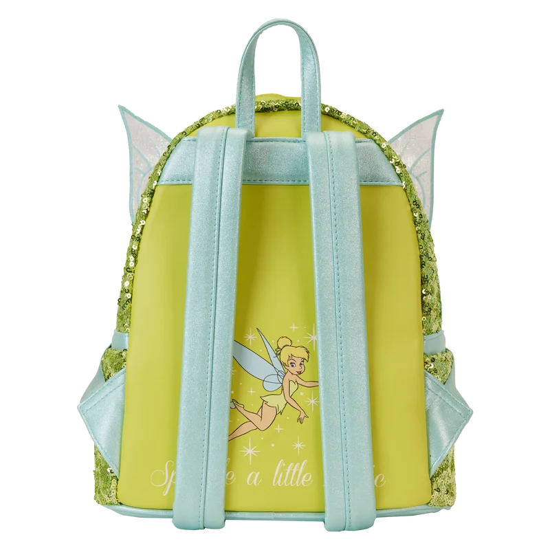 Hot Disney Loungefly Tinker Bell Sequined Ladies Mini Backpack Anime Peripheral Children'S Satchel Cute Princess Backpack Gift