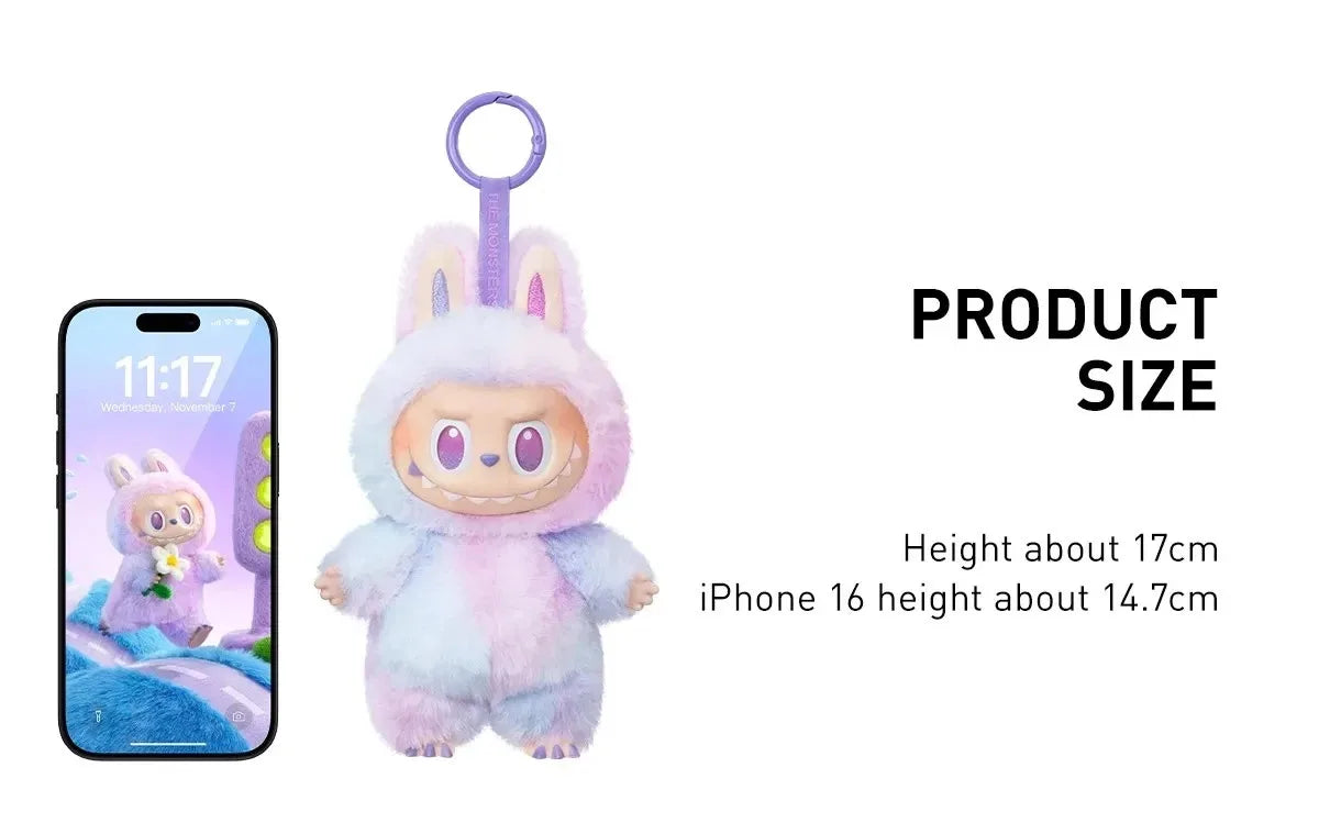 1Set/6PCS Labubu plush doll - 100% genuine, Macaron color, It's the perfect gift for children, family and friends.