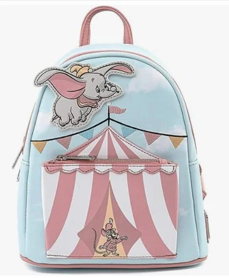 Disney Loungefly Mickey And Minne Dumbo Pixar Up Double Strap Shoulder Bag Purse School Backpack Knapsack Kids Girls Gifts
