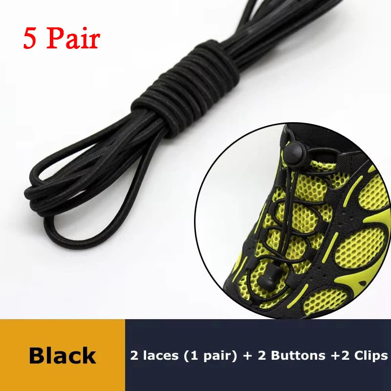 1Pair Shoelaces for Sneaker Elastic No Tie Shoe Laces Stretching Lock Lazy Laces Quick Rubber Shoelace Round Shoestrings