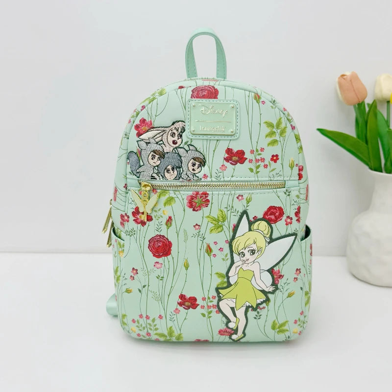 New Loungefly Disney Tinker Bell Fairy Princess Backpack Cartoon Print Trendy Fashion Women'S Holiday Gift