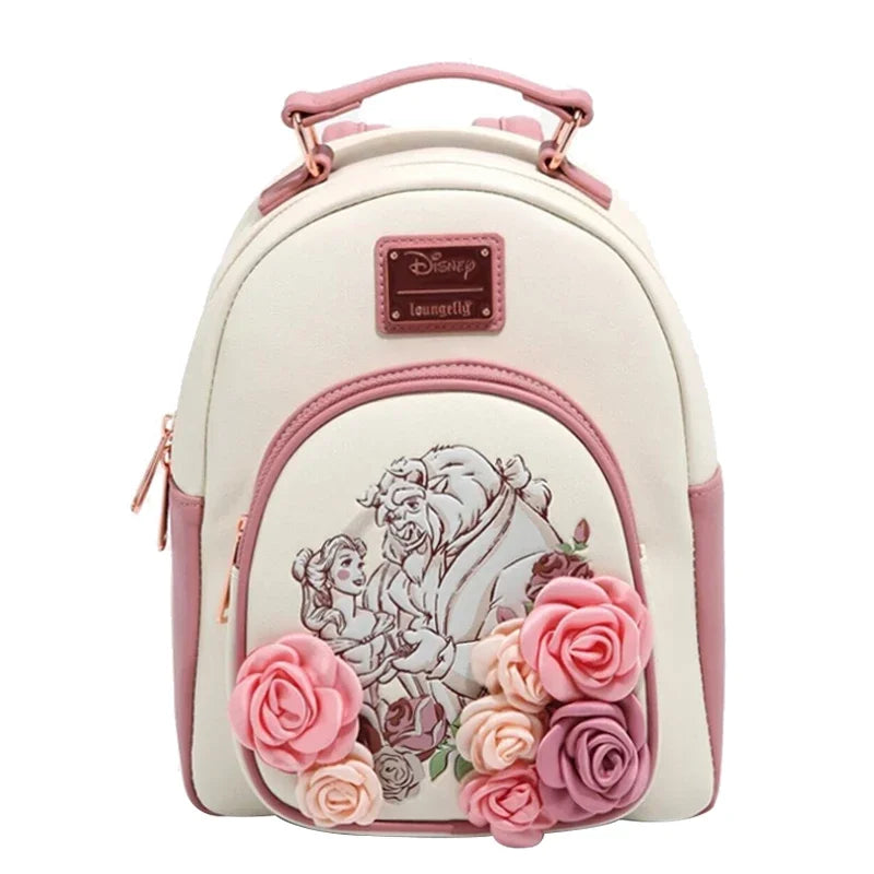 New Loungefly Disney Beauty and The Beast Belle Stained Glass Portrait Mini Backpack Wallet