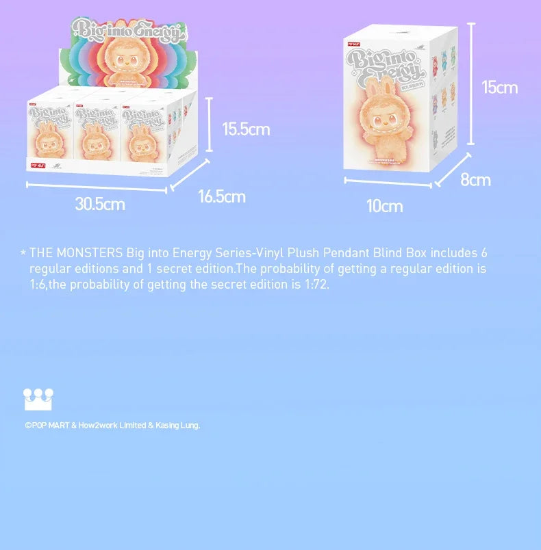 POP MART Labubu THE MONSTERS Big Into Energy Series Blind Box Vinyl Plush Doll Pendant Action Figure Collection Christmas Gift