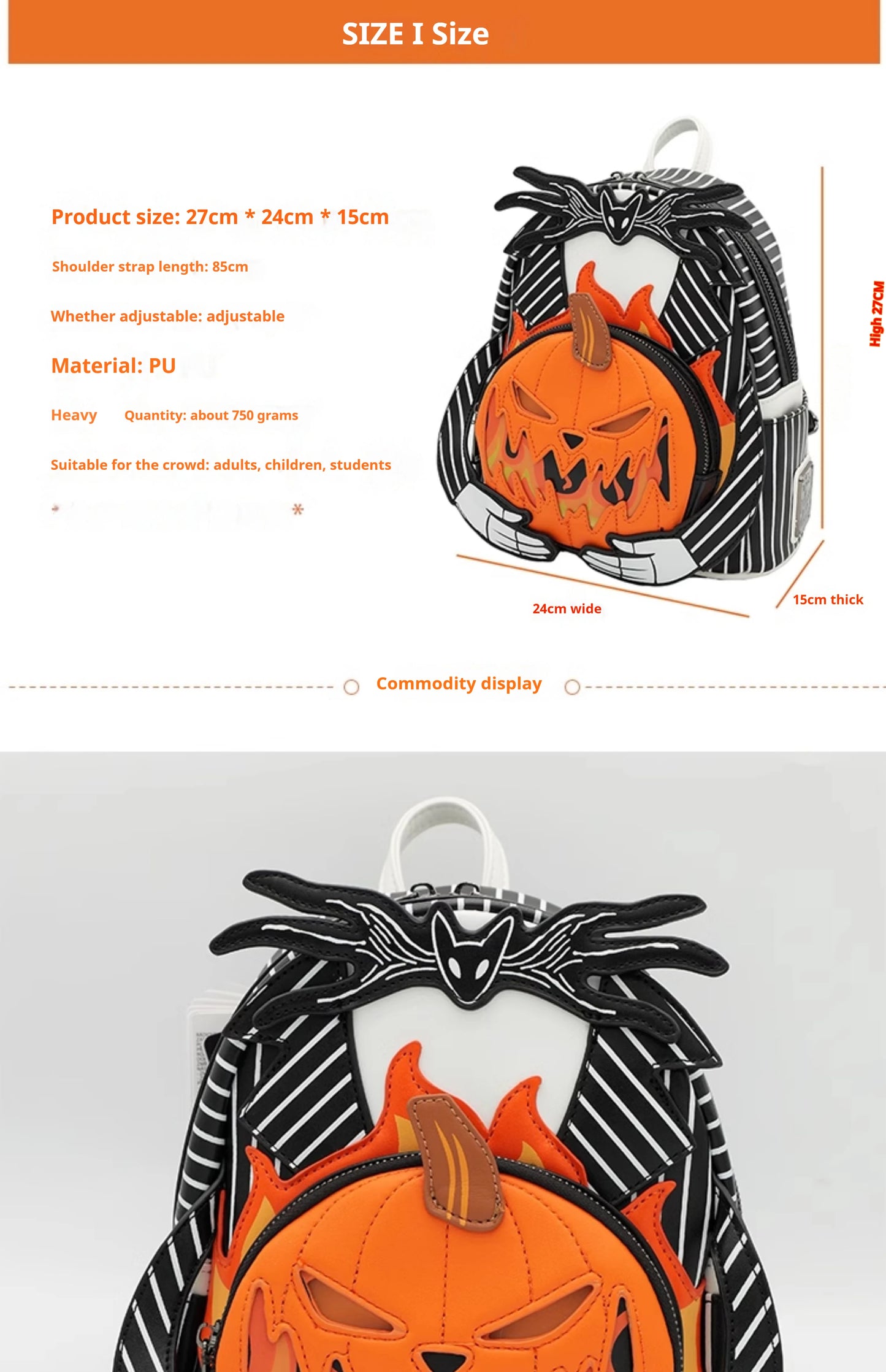 Loungefly Disney Series Jack And Sally Movie Pu Leather Backpack Mini Student Bag Practical Gift For Holidays And Birthdays