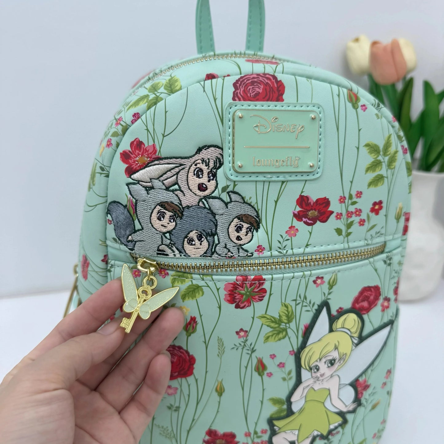 New Loungefly Disney Tinker Bell Fairy Princess Backpack Cartoon Print Trendy Fashion Women'S Holiday Gift