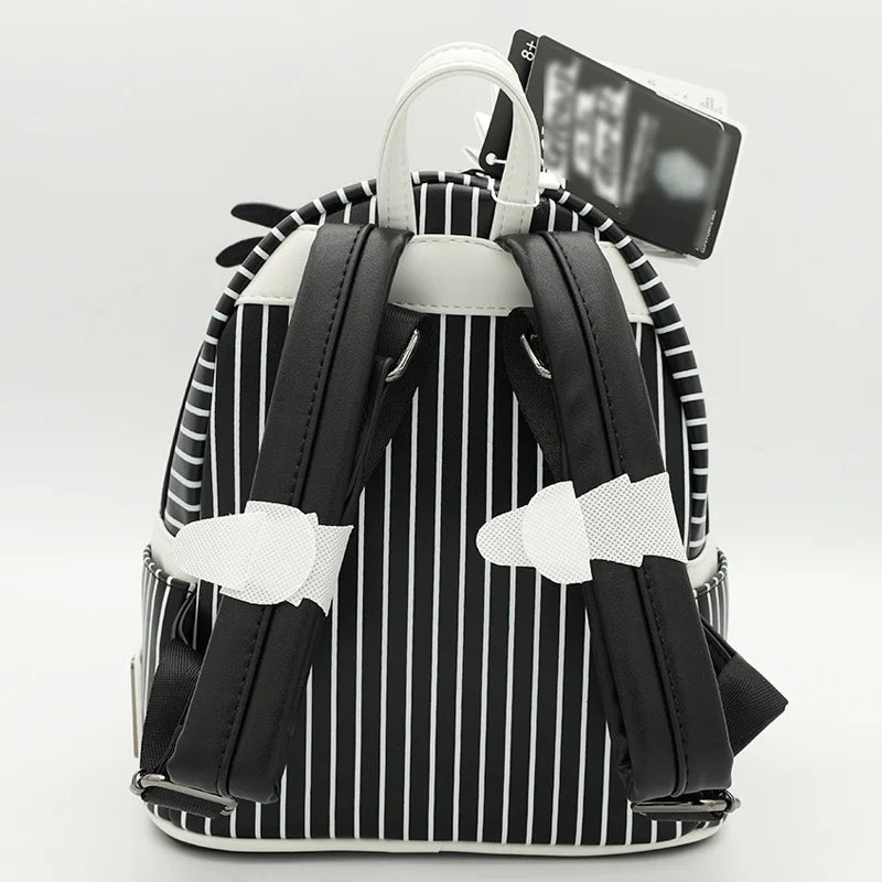 Loungefly Disney Series Jack And Sally Movie Pu Leather Backpack Mini Student Bag Practical Gift For Holidays And Birthdays