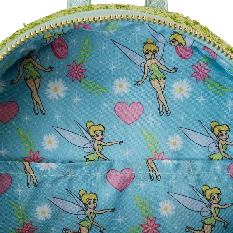 Hot Disney Loungefly Tinker Bell Sequined Ladies Mini Backpack Anime Peripheral Children'S Satchel Cute Princess Backpack Gift