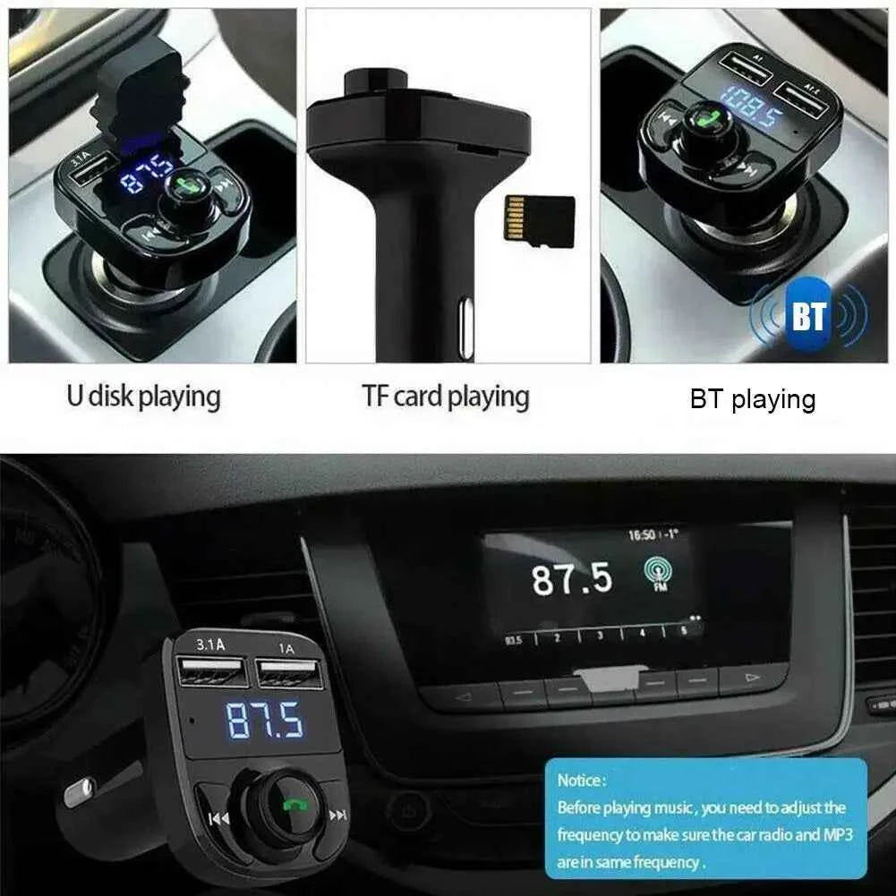 Car Charger Wireless Bluetooth FM Transmitter Hands-Free Calling Radio Receiver Mp3 Music Stereo Adapter Dual USB Port Charger
