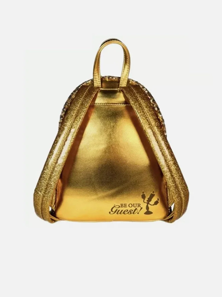 2024 New Hot  Loungefly Disney Beauty And The Beast Lumiere Sequin Mini Backpack Girl Gift Shoulder Bag Purse Cute Cartoon Girl'