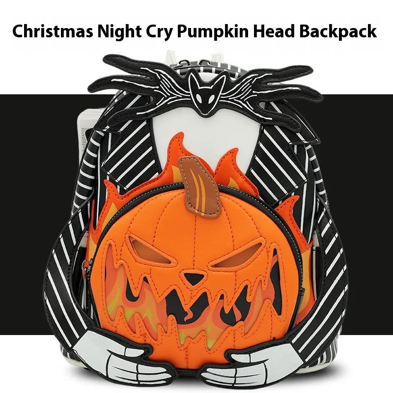 Loungefly Disney Series Jack And Sally Movie Pu Leather Backpack Mini Student Bag Practical Gift For Holidays And Birthdays