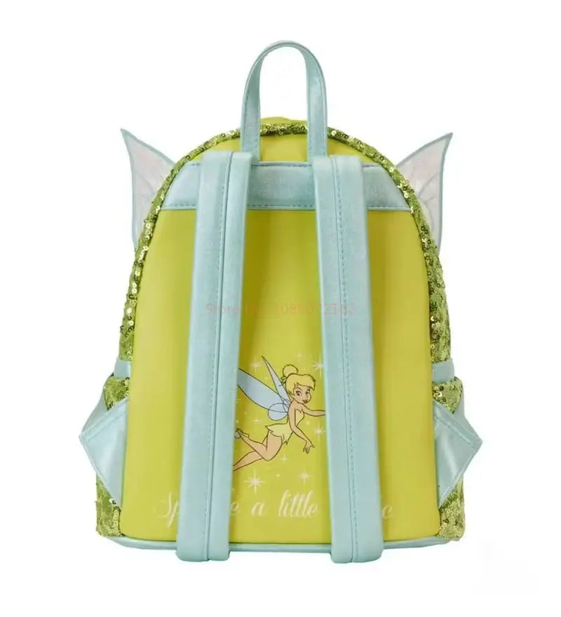 Hot Disney Loungefly Tinker Bell Sequined Ladies Mini Backpack Anime Peripheral Children'S Satchel Cute Princess Backpack Gift