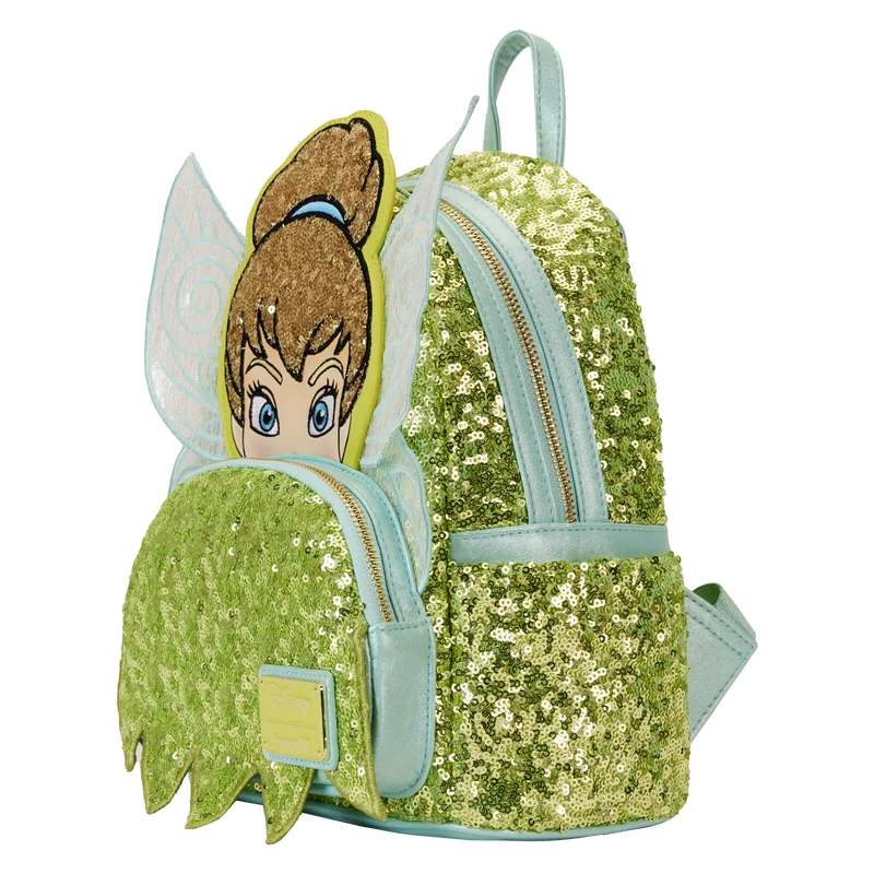 Hot Disney Loungefly Tinker Bell Sequined Ladies Mini Backpack Anime Peripheral Children'S Satchel Cute Princess Backpack Gift