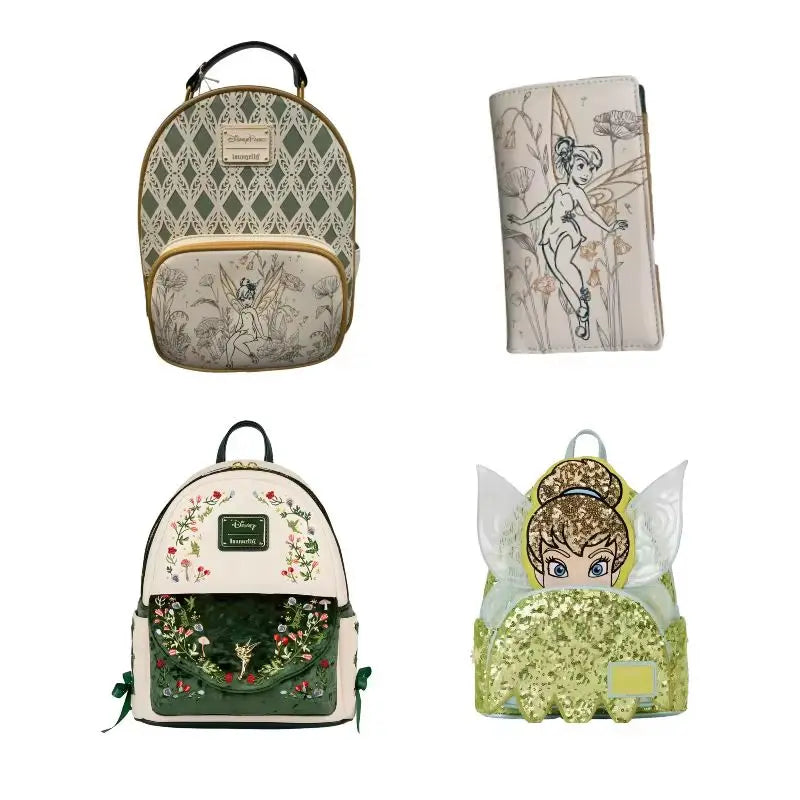 New Loungefly Disney Tinker Bell Fairy Princess Backpack Cartoon Print Trendy Fashion Women'S Holiday Gift