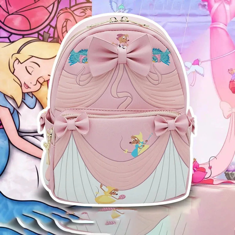 2024 New Loungefly Disney Cinderella Backpack Pink Commemorative Backpack Cute Kids Backpack Girls Backpack Casual Bag Gift