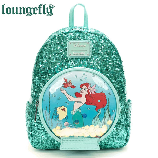 New Loungefly Disney Little Mermaid Snow Globe Sequin Mini Backpack