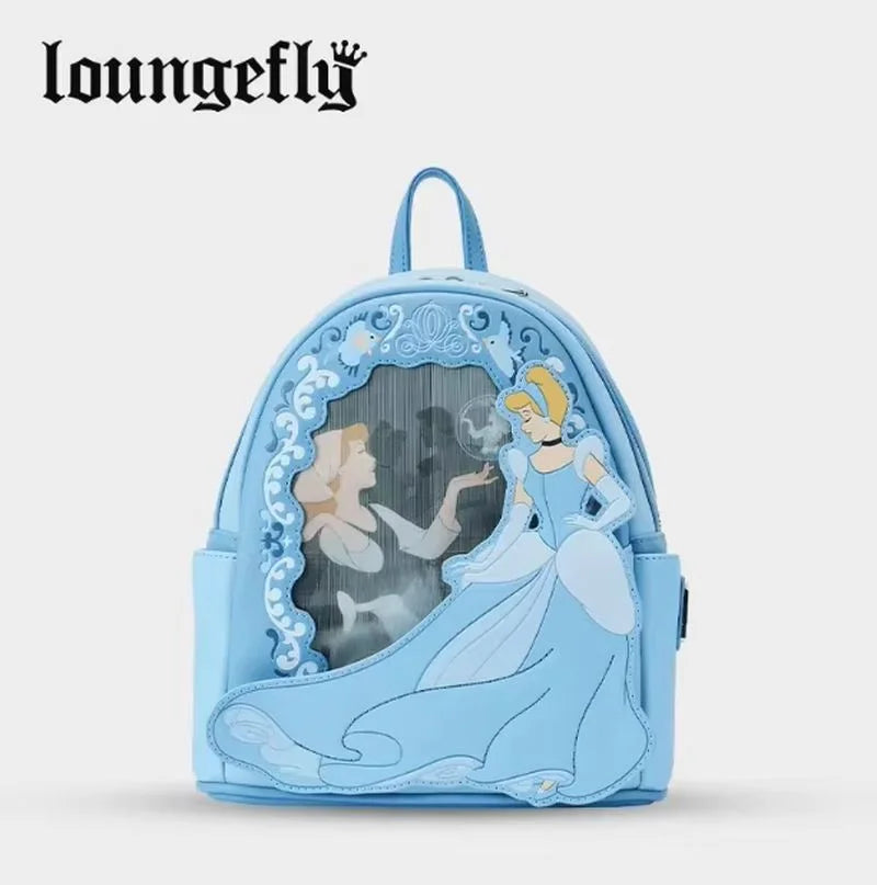 Loungefly Genuine Beauty And the Beast Backpack Waterproof Princess Cinderella Perspective Bag for Girls Animation Cosplay Gift