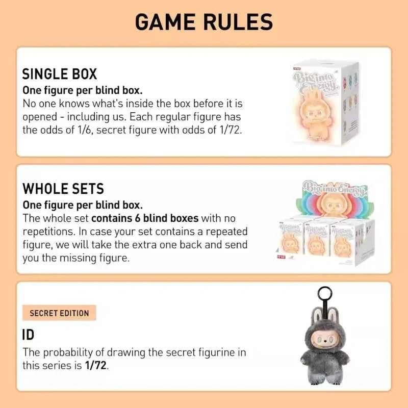 Original POP MART THE MONSTERS Labubu Doll Big into Energy Series Vinyl Plush Toys Blind Box Mystery Box Figure Ornaments Gift